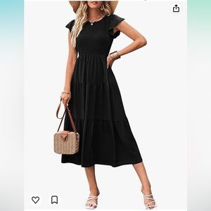 Flutter sleeve Tiered dress black XL
